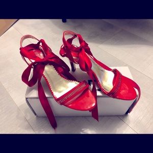 Red Heels 👠👠 with Satin Ribbon to tie as Bow - NEW